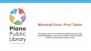 Microsoft Excel: Pivot Tables Workshop - 11/11/2020