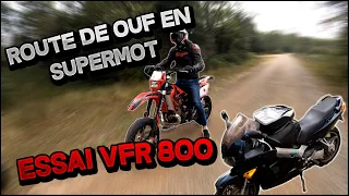 ROUTE DE OUF EN SUPERMOTARD + ESSAI VFR 800🏍