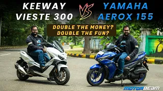 Keeway Vieste 300 vs Yamaha Aerox 155 - Double Money = Double Fun? | MotorBeam