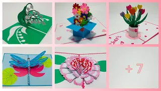 12 ideas for making 3D flower greeting cards | greeting pop up card | DG Handmade