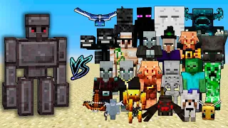 Netherite Golems vs All Minecraft Mobs | Extra Golems Mod And Minecraft Mobs Mob Battle  1.20