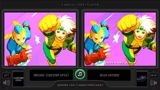 Dual Longplay [39] X-Men vs. Street Fighter (Arcade vs Sega Saturn) Side by Side Comparison