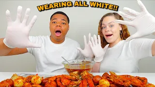 TRY NOT TO GET A STAIN SEAFOOD BOIL MUKBANG CHALLENGE!! **PART 2**