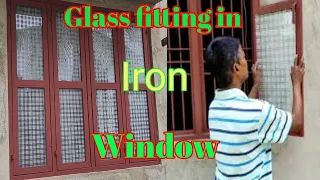 Glass fitting in iron window ||Silicone se glass fitting || Loha frame glass fitting ||