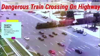 Train crosses motorway with no warning in Tamil / Signal இல்லாமல் நெடுஞ்சாலையில் பயணிக்கும் ரயில்