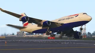 Crazy Boeing 747 Turbulent Crash Landing | Xplane 11