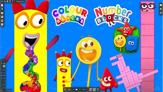 Giant Monster Numberblocks vs Colourblocks, Eating Simulation! Spongebob Puzzle Tetris Game, Algodoo