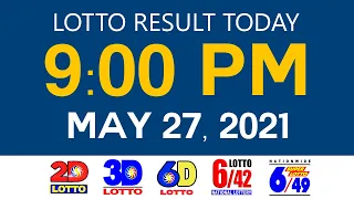 Lotto Results Today May 27 2021 9pm Ez2 Swertres 2D 3D 6D 6/42 6/49 PCSO