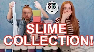OUR SLIME COLLECTION! Guess The Slime? *Opening & Fixing Old Slimes | Ruby and Raylee