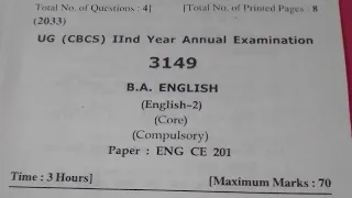 B.A 2nd year, English (Compulsory), ENG CE 201, question paper 2023, HPU.