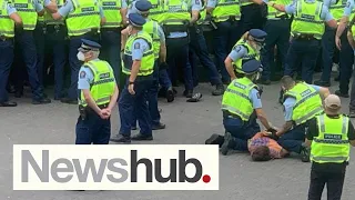 Anti-mandate protesters try to break through line of police in NZ Parliament confrontation | Newshub