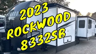 NEW 2023 FOREST RIVER ROCKWOOD SIGNATURE 8332SB TRAVEL TRAILER Dodd RV Walkthrough King Bed