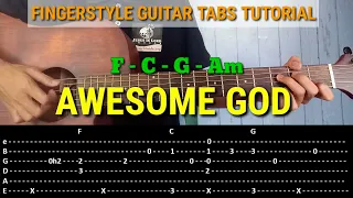 AWESOME GOD | HILLSONG UNITED | FINGERSTYLE GUITAR TUTORIAL | STEP BY STEP | WITH TABS + CHORDS