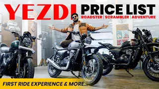 2022 All Yezdi Bike On Road Price List🔥 Scrambler, Roadking & Adventure 💥 Walkaround Detailed Review