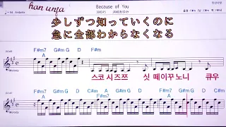 💖Because of you/히마사키아유미  👍MR,노래방, 악보, 코드,Karaoke With Sheet Music