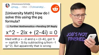 How do I solve this quadratic equation with imaginary numbers using the pq formula? Reddit algebra