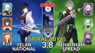 New 3.8 Spiral Abyss│Yelan National & Alhaitham Spread |Floor 12 - 9 Stars| Genshin Impact