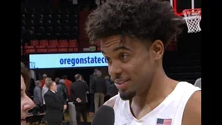 Brothers Stephen Thompson Jr. and Ethan Thompson discuss breaking Oregon State's 3-point record,...