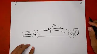 Cara Menggambar Mobil Balap Formula 1 Mudah