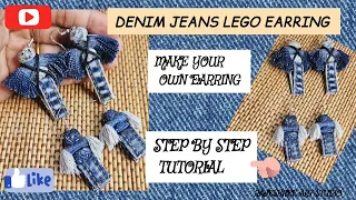 DIY Denim  Lego Style Earring/DIY Earring/Trendy Earrings Making from Old Jeans