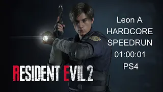 RESIDENT EVIL 2 REMAKE Leon A Hardcore Speedrun in 01:00:01 PS4 OCT/02/2019