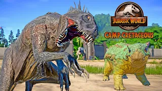 Scorpius Rex vs BUMPY, TORO, I-REX, T-REX, Ceratosaurus Camp Cretaceous 🌍 JURASSIC WORLD EVOLUTION