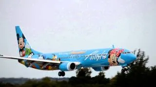 Alaska Airlines Boeing 737-900 "Spirit of Disneyland II" [N318AS] lands in Anchorage