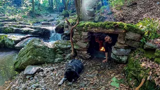 7 Days Solo Survival Camping In Rainforest - Bushcraft Camp - Thunder - Off Grid Shelter, Fireplace