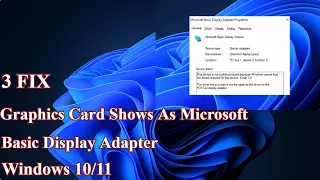3 Fix Graphics Card Shows As Microsoft Basic Display Adapter Windows 10/11