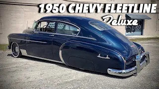 Vintage 1950 Chevy Fleetline Deluxe bagged in the rear with Mob Steel Wheels