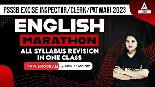 Punjab Patwari, Excise Inspector, Clerk 2023 | English Marathon Class | All Syllabus Revision
