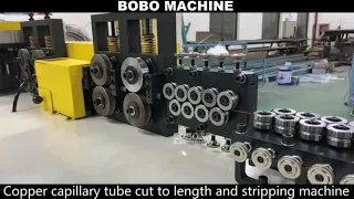 Copper capillary tube cut to length and stripping machine