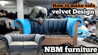 How to make velvet sofa low back full process step by step