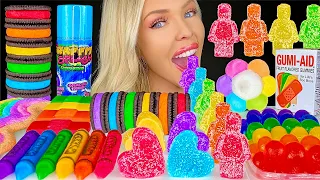 ASMR RAINBOW FOOD MUKBANG, KOHAKUTOU LEGO MAN, OREOS, SOUR CANDY HEART, CRAYONS, EDIBLE FLOWER 먹방