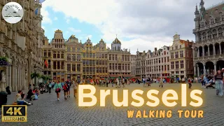 Brussels Walking Tour 4K | July 2023 | Binaural Audio | Belgium