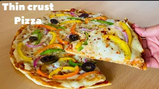 Thin Crust Pizza Recipe |How To Make pizza at home without yeast and Oven || Tawa Pizza Recipe