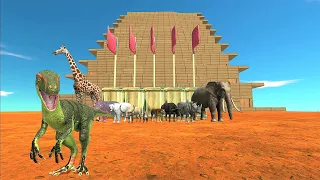 Animals go down mountains Part 2. Don't get eaten by dinosaurs! | Animal Revolt Battle Simulator