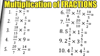 Multiplication of FRACTIONS to whole numbers, mixed numbers