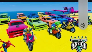 GTA V Super Stunt Car Racing Challenge By Trevor and Friends With Amazing Super Car Planes and Boats