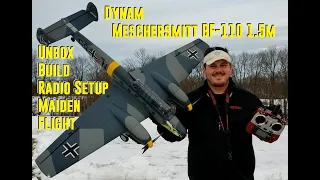 Dynam - Messerschmitt BF-110 - Unbox, Build, Radio Setup, & Maiden Flight