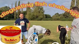 Disgusting fish challenge. surstromming