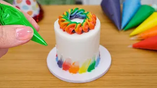 🌈 Colorful Miniature Rainbow Cake Decoration | The Best Tiny Buttercream Cake Ever | Mini Cakes
