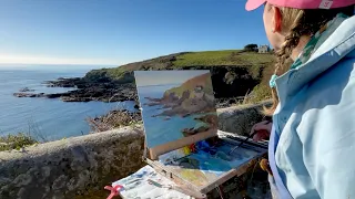 Real Time Plein Air Demo with Commentary - Oil Painting Seascape