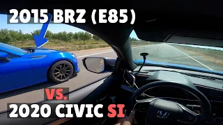 TUNED 2020 CIVIC SI vs E85 SUBARU BRZ | Roll Racing!!