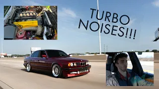 Taking the 450 HP Turbo E34 for a drive!  Exhaust and turbo noises!!!