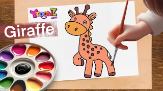 🦒 Baby Giraffe Easy drawing and colouring tutorial for kids