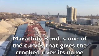 Watch large ore boat travel up the Cuyahoga River