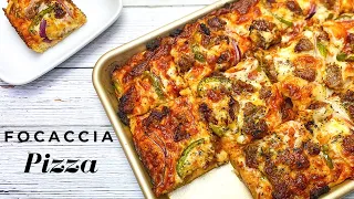 FOCACCIA PIZZA | No Knead Focaccia Bread Pizza
