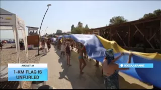 Ukraine’s Independence Day: Odesa beach draped in one km-long national flag as part of celebrations