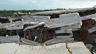 05-28-2024 Terrell, TX  - Tornado warned storm rolls semi's, causes major structural damage